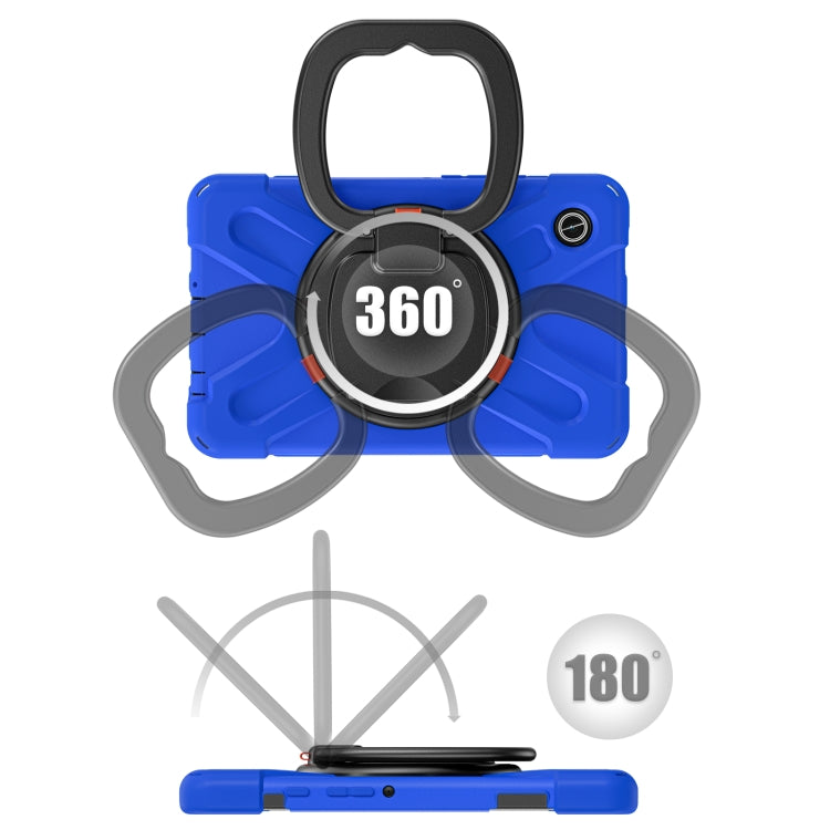 For Samsung Galaxy Tab A9 / Tab A11 Silicone Hybrid PC Tablet Case with Holder & Shoulder Strap(Blue) by bashfashion