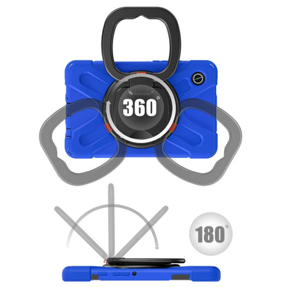 For Samsung Galaxy Tab A9 / Tab A11 Silicone Hybrid PC Tablet Case with Holder & Shoulder Strap(Blue) by bashfashion