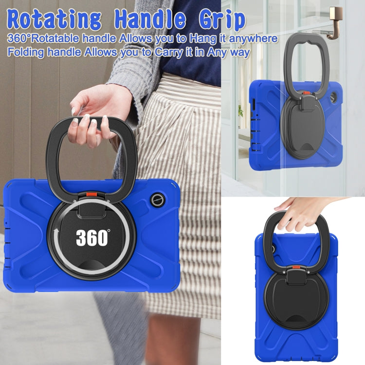 For Samsung Galaxy Tab A9 / Tab A11 Silicone Hybrid PC Tablet Case with Holder & Shoulder Strap(Blue) by bashfashion