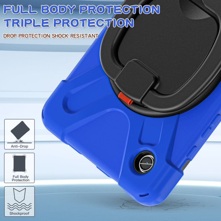 For Samsung Galaxy Tab A9 / Tab A11 Silicone Hybrid PC Tablet Case with Holder & Shoulder Strap(Blue) by bashfashion