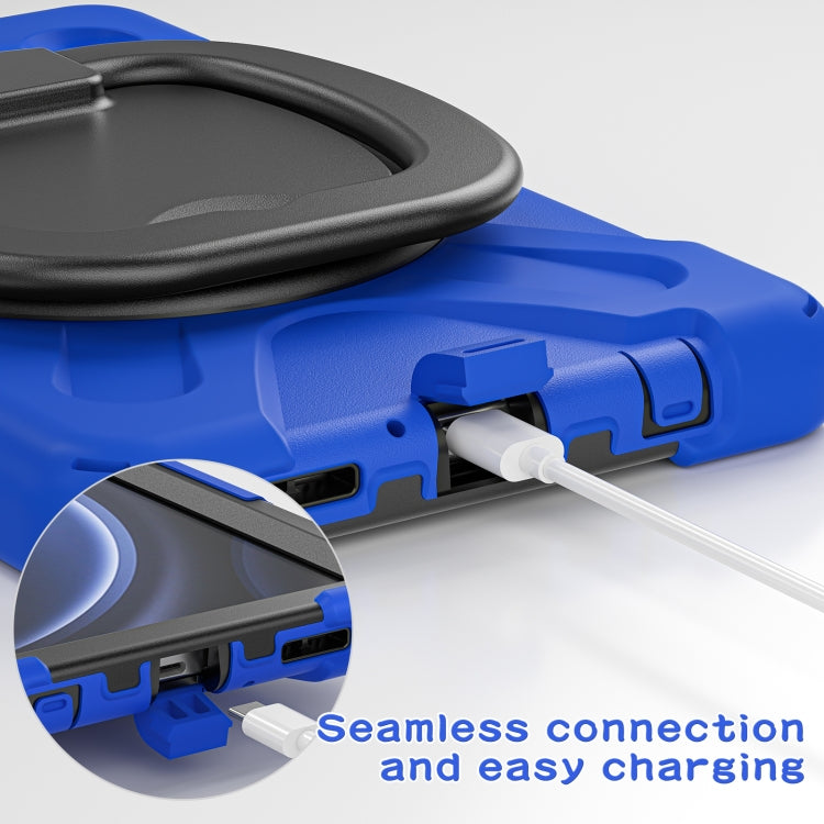 For Samsung Galaxy Tab A9 / Tab A11 Silicone Hybrid PC Tablet Case with Holder & Shoulder Strap(Blue) by bashfashion