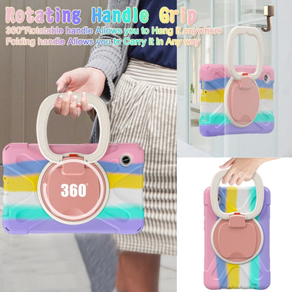 For Samsung Galaxy Tab A9 / Tab A11 Silicone Hybrid PC Tablet Case with Holder & Shoulder Strap(Colorful Pink) by bashfashion