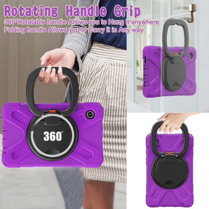 For Samsung Galaxy Tab A9 / Tab A11 Silicone Hybrid PC Tablet Case with Holder & Shoulder Strap(Purple) by bashfashion