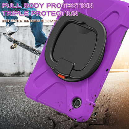 For Samsung Galaxy Tab A9 / Tab A11 Silicone Hybrid PC Tablet Case with Holder & Shoulder Strap(Purple) by bashfashion