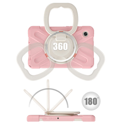 For Samsung Galaxy Tab A9 / Tab A11 Silicone Hybrid PC Tablet Case with Holder & Shoulder Strap(Pink) by bashfashion