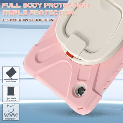 For Samsung Galaxy Tab A9 / Tab A11 Silicone Hybrid PC Tablet Case with Holder & Shoulder Strap(Pink) by bashfashion