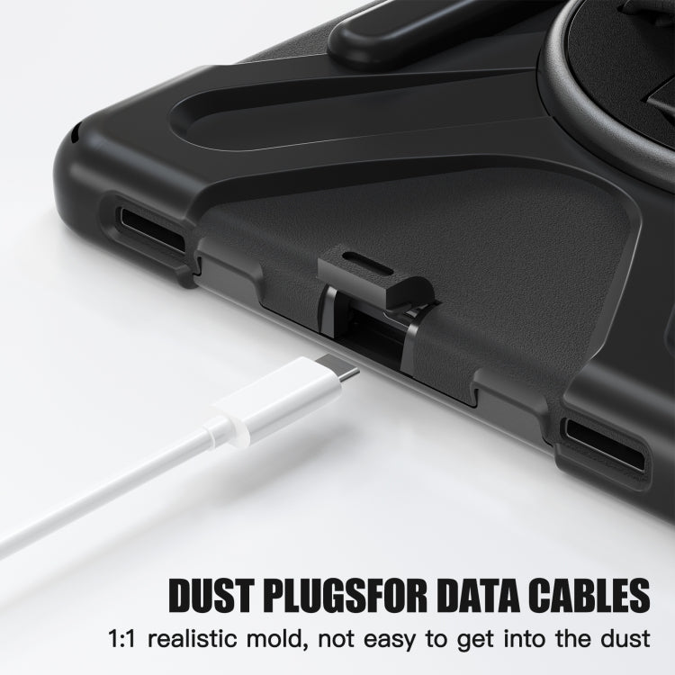 For Galaxy Tab S10 FE / S9 FE / S9 / S8 / S7 Rotatable Kickstand Grip Heavy Duty Hard Rugged Tablet Case(Black) by bashfashion