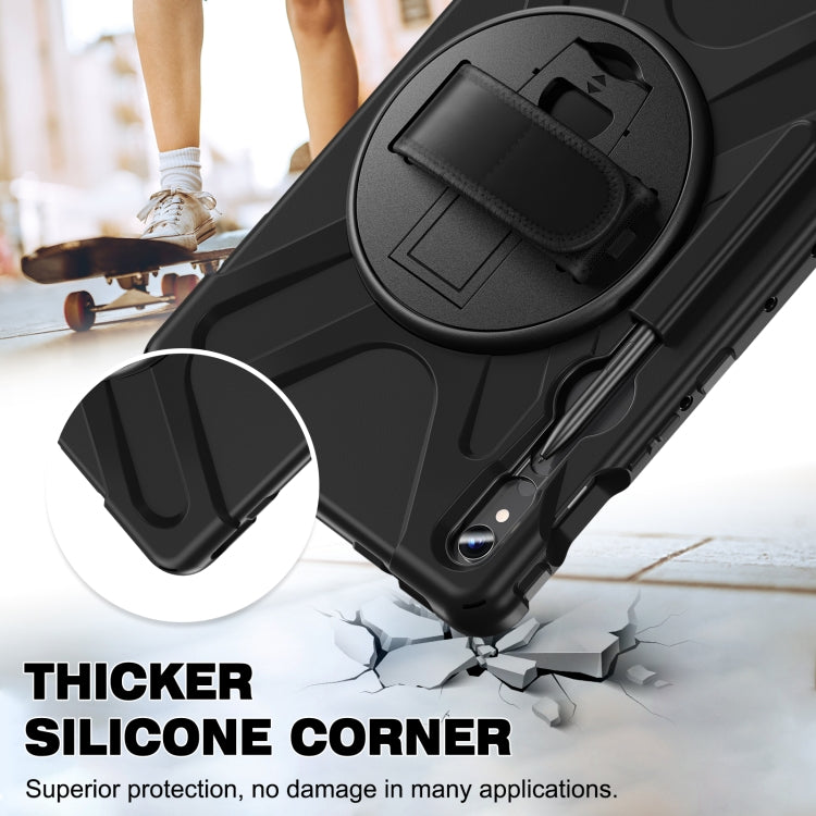 For Galaxy Tab S10 FE / S9 FE / S9 / S8 / S7 Rotatable Kickstand Grip Heavy Duty Hard Rugged Tablet Case(Black) by bashfashion