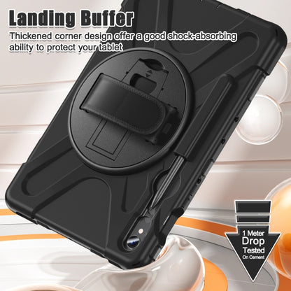 For Galaxy Tab S10 FE / S9 FE / S9 / S8 / S7 Rotatable Kickstand Grip Heavy Duty Hard Rugged Tablet Case(Black) by bashfashion