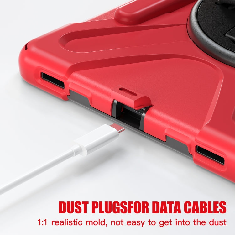 For Galaxy Tab S10 FE / S9 FE / S9 / S8 / S7 Rotatable Kickstand Grip Heavy Duty Hard Rugged Tablet Case(Red) by bashfashion