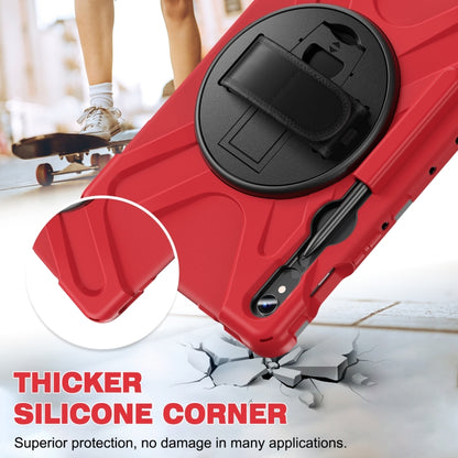 For Galaxy Tab S10 FE / S9 FE / S9 / S8 / S7 Rotatable Kickstand Grip Heavy Duty Hard Rugged Tablet Case(Red) by bashfashion