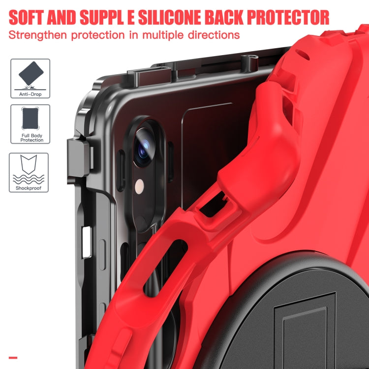 For Galaxy Tab S10 FE / S9 FE / S9 / S8 / S7 Rotatable Kickstand Grip Heavy Duty Hard Rugged Tablet Case(Red) by bashfashion