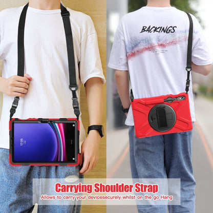 For Galaxy Tab S10 FE / S9 FE / S9 / S8 / S7 Rotatable Kickstand Grip Heavy Duty Hard Rugged Tablet Case(Red) by bashfashion
