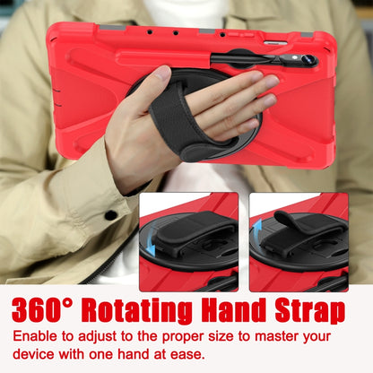 For Galaxy Tab S10 FE / S9 FE / S9 / S8 / S7 Rotatable Kickstand Grip Heavy Duty Hard Rugged Tablet Case(Red) by bashfashion