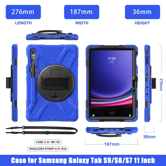 For Galaxy Tab S10 FE / S9 FE / S9 / S8 / S7 Rotatable Kickstand Grip Heavy Duty Hard Rugged Tablet Case(Blue) by bashfashion