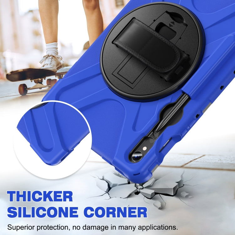 For Galaxy Tab S10 FE / S9 FE / S9 / S8 / S7 Rotatable Kickstand Grip Heavy Duty Hard Rugged Tablet Case(Blue) by bashfashion