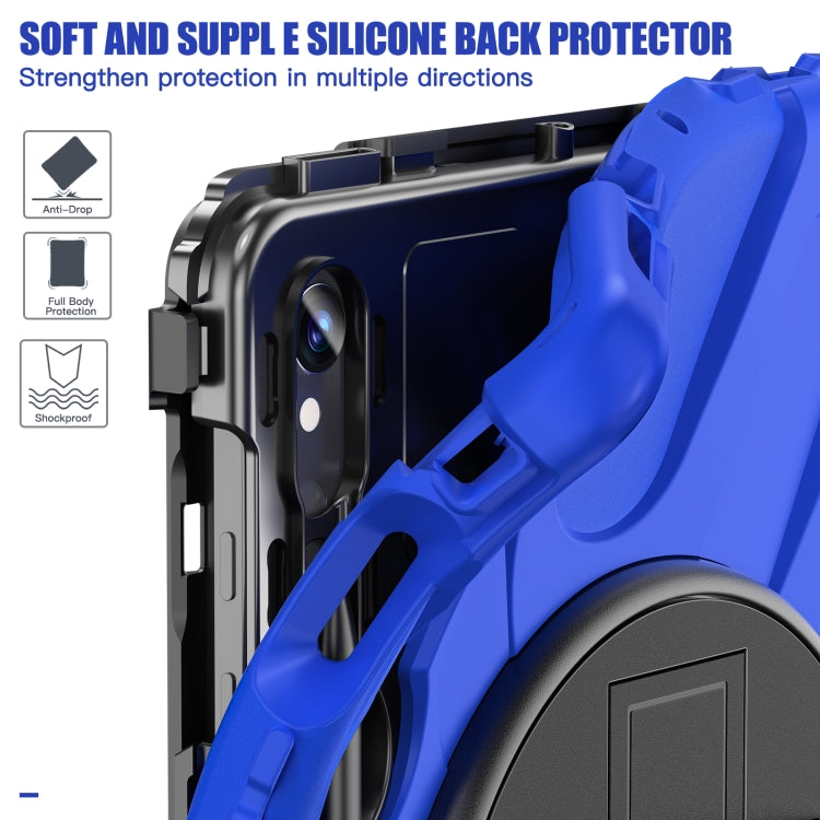 For Galaxy Tab S10 FE / S9 FE / S9 / S8 / S7 Rotatable Kickstand Grip Heavy Duty Hard Rugged Tablet Case(Blue) by bashfashion