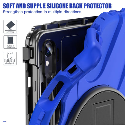 For Galaxy Tab S10 FE / S9 FE / S9 / S8 / S7 Rotatable Kickstand Grip Heavy Duty Hard Rugged Tablet Case(Blue) by bashfashion