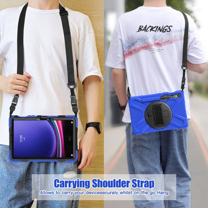 For Galaxy Tab S10 FE / S9 FE / S9 / S8 / S7 Rotatable Kickstand Grip Heavy Duty Hard Rugged Tablet Case(Blue) by bashfashion