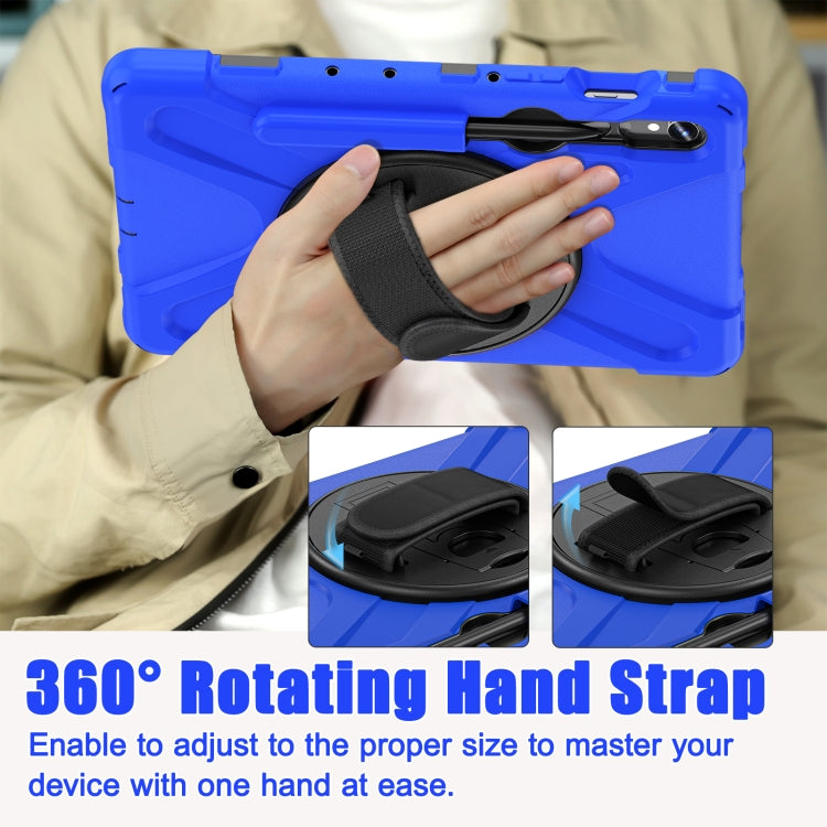 For Galaxy Tab S10 FE / S9 FE / S9 / S8 / S7 Rotatable Kickstand Grip Heavy Duty Hard Rugged Tablet Case(Blue) by bashfashion