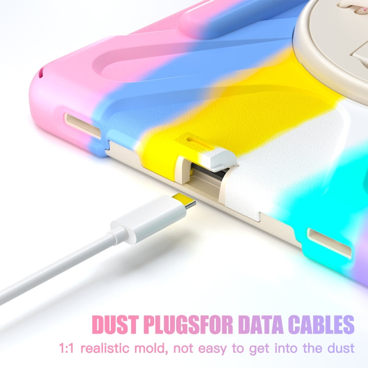 For Galaxy Tab S10 FE / S9 FE / S9 / S8 / S7 Rotatable Kickstand Grip Heavy Duty Hard Rugged Tablet Case(Colorful Pink) by bashfashion