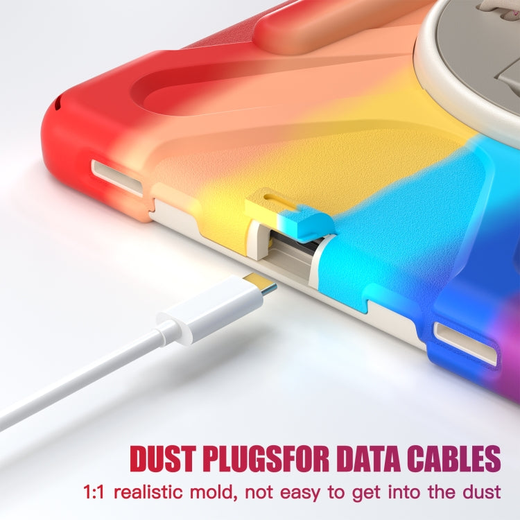 For Galaxy Tab S10 FE / S9 FE / S9 / S8 / S7 Rotatable Kickstand Grip Heavy Duty Hard Rugged Tablet Case(Colorful Red) by bashfashion