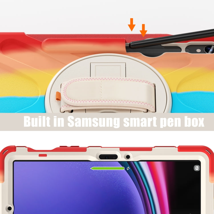 For Galaxy Tab S10 FE / S9 FE / S9 / S8 / S7 Rotatable Kickstand Grip Heavy Duty Hard Rugged Tablet Case(Colorful Red) by bashfashion