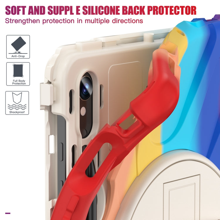 For Galaxy Tab S10 FE / S9 FE / S9 / S8 / S7 Rotatable Kickstand Grip Heavy Duty Hard Rugged Tablet Case(Colorful Red) by bashfashion