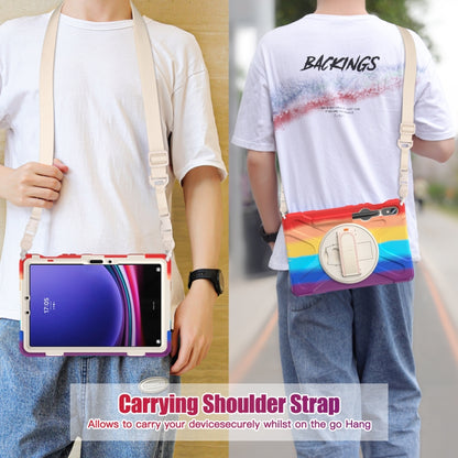 For Galaxy Tab S10 FE / S9 FE / S9 / S8 / S7 Rotatable Kickstand Grip Heavy Duty Hard Rugged Tablet Case(Colorful Red) by bashfashion