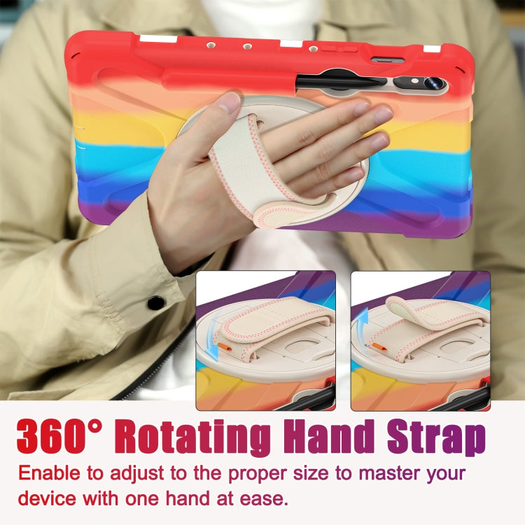 For Galaxy Tab S10 FE / S9 FE / S9 / S8 / S7 Rotatable Kickstand Grip Heavy Duty Hard Rugged Tablet Case(Colorful Red) by bashfashion