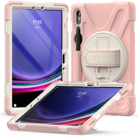 For Galaxy Tab S10 FE / S9 FE / S9 / S8 / S7 Rotatable Kickstand Grip Heavy Duty Hard Rugged Tablet Case(Pink) by bashfashion