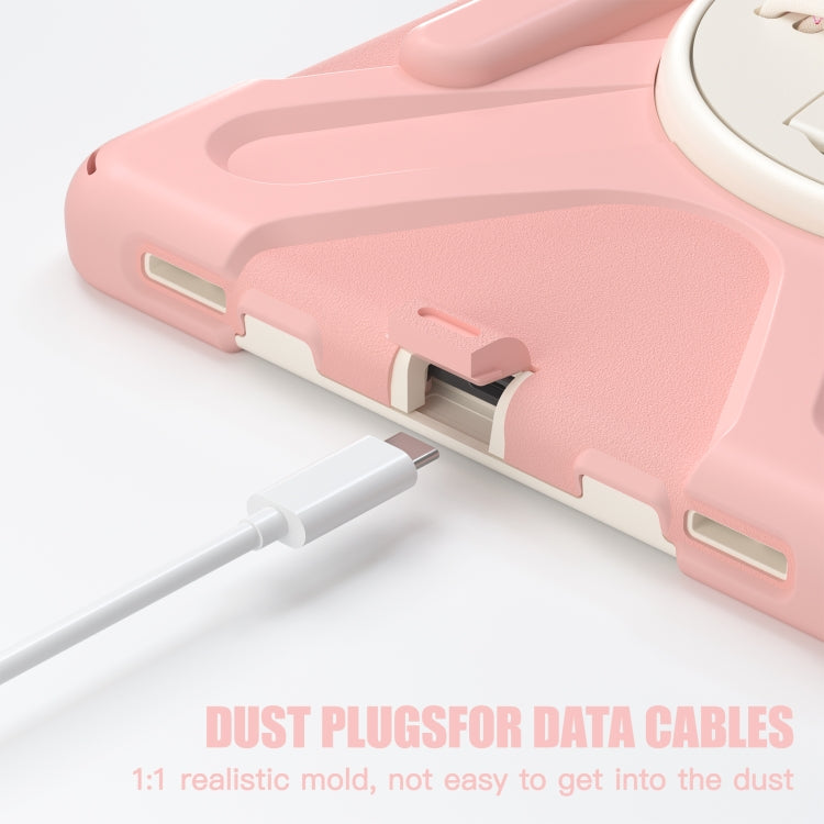 For Galaxy Tab S10 FE / S9 FE / S9 / S8 / S7 Rotatable Kickstand Grip Heavy Duty Hard Rugged Tablet Case(Pink) by bashfashion