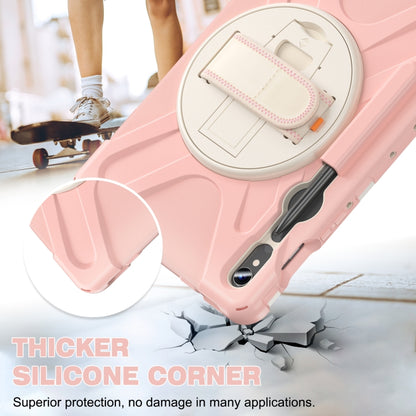 For Galaxy Tab S10 FE / S9 FE / S9 / S8 / S7 Rotatable Kickstand Grip Heavy Duty Hard Rugged Tablet Case(Pink) by bashfashion