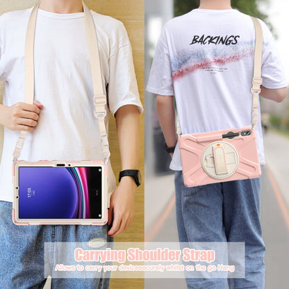 For Galaxy Tab S10 FE / S9 FE / S9 / S8 / S7 Rotatable Kickstand Grip Heavy Duty Hard Rugged Tablet Case(Pink) by bashfashion