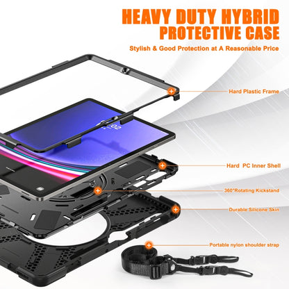 For Samsung Galaxy Tab S9+ / S8+ Rotatable Kickstand Grip Heavy Duty Hard Rugged Tablet Case(Black) by bashfashion