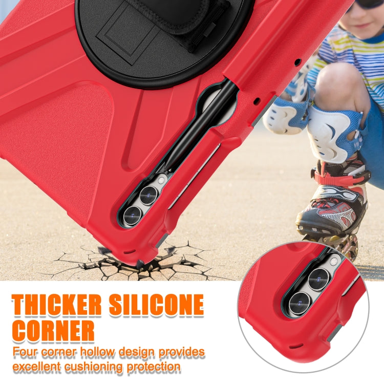 For Samsung Galaxy Tab S9+ / S8+ Rotatable Kickstand Grip Heavy Duty Hard Rugged Tablet Case(Red) by bashfashion