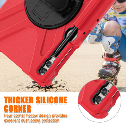 For Samsung Galaxy Tab S9+ / S8+ Rotatable Kickstand Grip Heavy Duty Hard Rugged Tablet Case(Red) by bashfashion