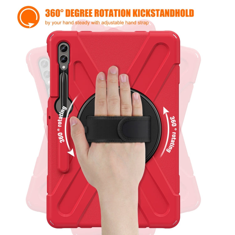 For Samsung Galaxy Tab S9+ / S8+ Rotatable Kickstand Grip Heavy Duty Hard Rugged Tablet Case(Red) by bashfashion