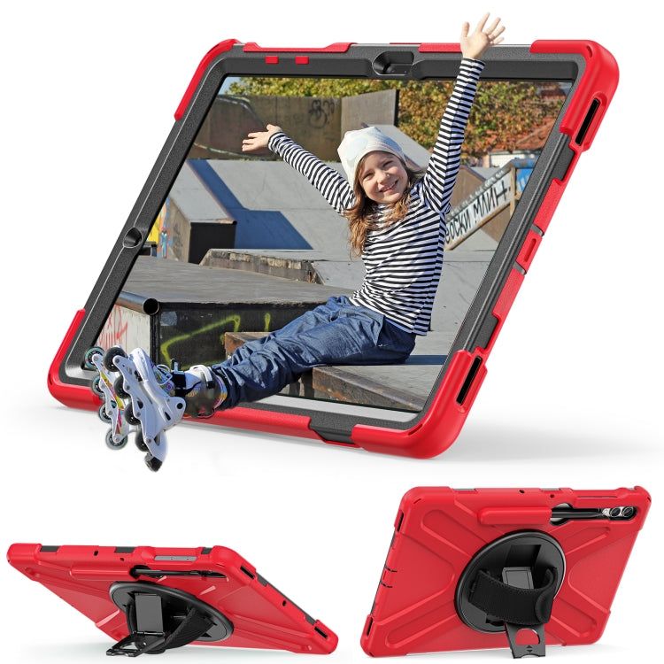 For Samsung Galaxy Tab S9+ / S8+ Rotatable Kickstand Grip Heavy Duty Hard Rugged Tablet Case(Red) by bashfashion
