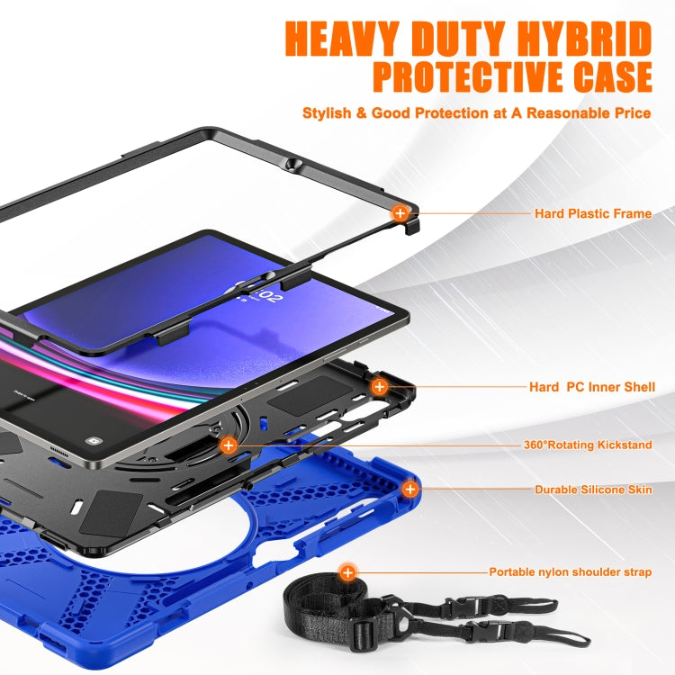For Samsung Galaxy Tab S9+ / S8+ Rotatable Kickstand Grip Heavy Duty Hard Rugged Tablet Case(Blue) by bashfashion