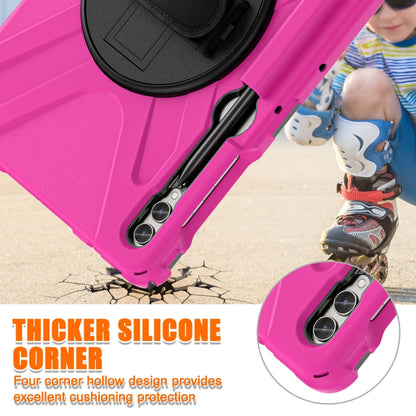 For Samsung Galaxy Tab S9+ / S8+ Rotatable Kickstand Grip Heavy Duty Hard Rugged Tablet Case(Rose Red) by bashfashion