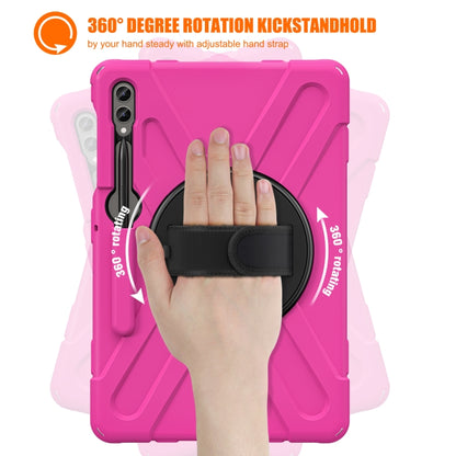 For Samsung Galaxy Tab S9+ / S8+ Rotatable Kickstand Grip Heavy Duty Hard Rugged Tablet Case(Rose Red) by bashfashion