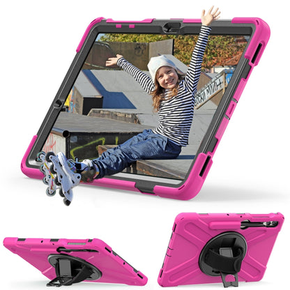 For Samsung Galaxy Tab S9+ / S8+ Rotatable Kickstand Grip Heavy Duty Hard Rugged Tablet Case(Rose Red) by bashfashion