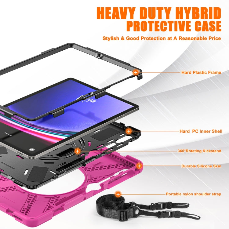 For Samsung Galaxy Tab S9+ / S8+ Rotatable Kickstand Grip Heavy Duty Hard Rugged Tablet Case(Rose Red) by bashfashion
