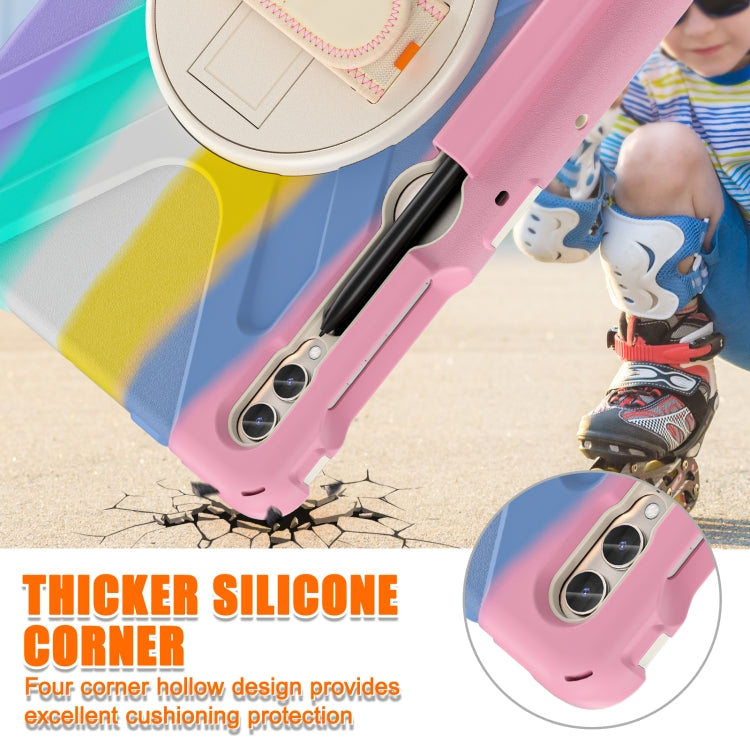 For Samsung Galaxy Tab S9+ / S8+ Rotatable Kickstand Grip Heavy Duty Hard Rugged Tablet Case(Colorful Pink) by bashfashion