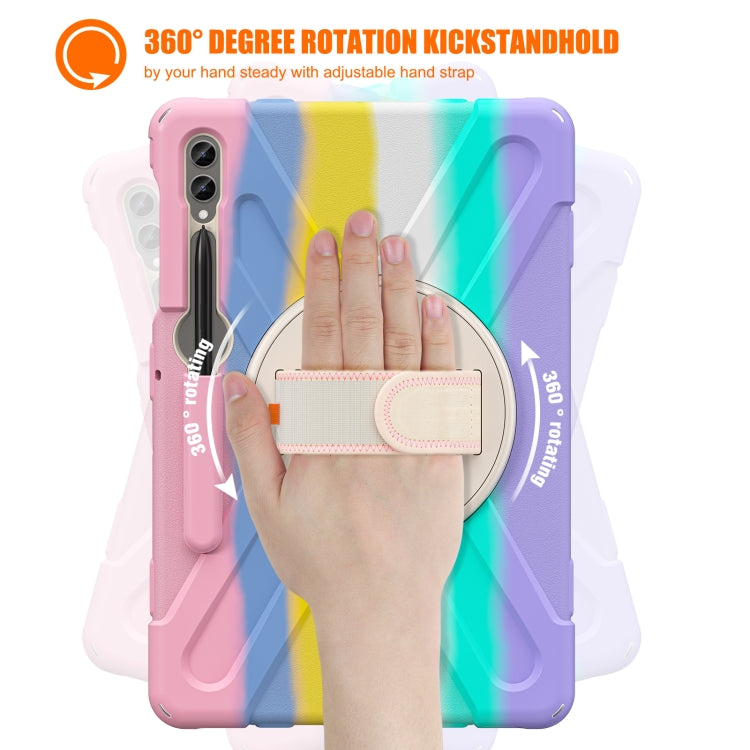 For Samsung Galaxy Tab S9+ / S8+ Rotatable Kickstand Grip Heavy Duty Hard Rugged Tablet Case(Colorful Pink) by bashfashion