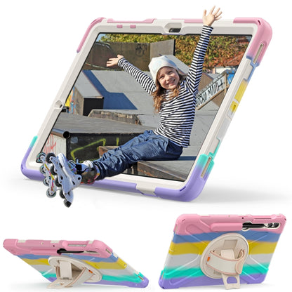 For Samsung Galaxy Tab S9+ / S8+ Rotatable Kickstand Grip Heavy Duty Hard Rugged Tablet Case(Colorful Pink) by bashfashion