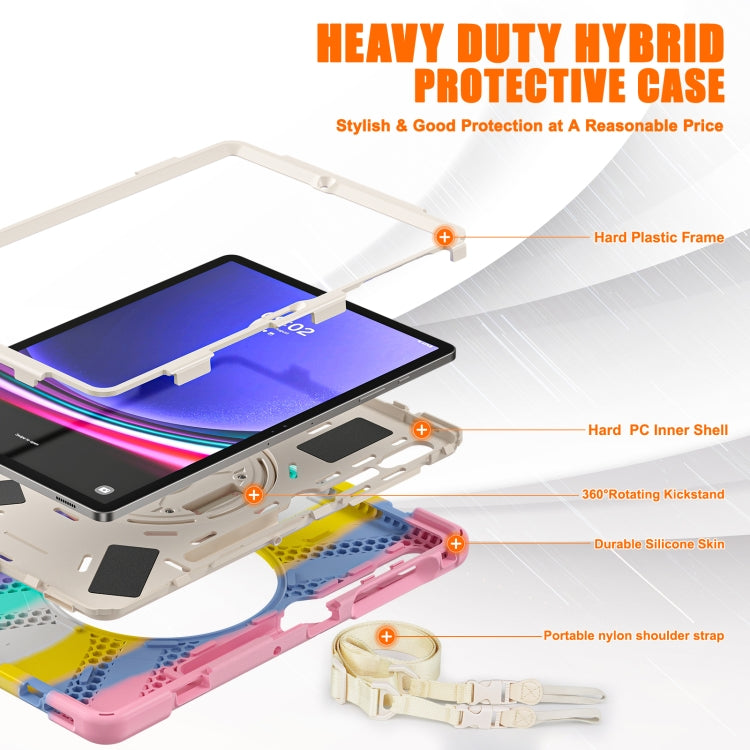 For Samsung Galaxy Tab S9+ / S8+ Rotatable Kickstand Grip Heavy Duty Hard Rugged Tablet Case(Colorful Pink) by bashfashion