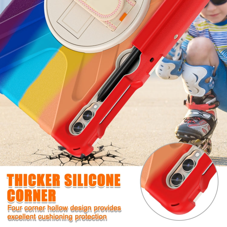 For Samsung Galaxy Tab S9+ / S8+ Rotatable Kickstand Grip Heavy Duty Hard Rugged Tablet Case(Colorful Red) by bashfashion