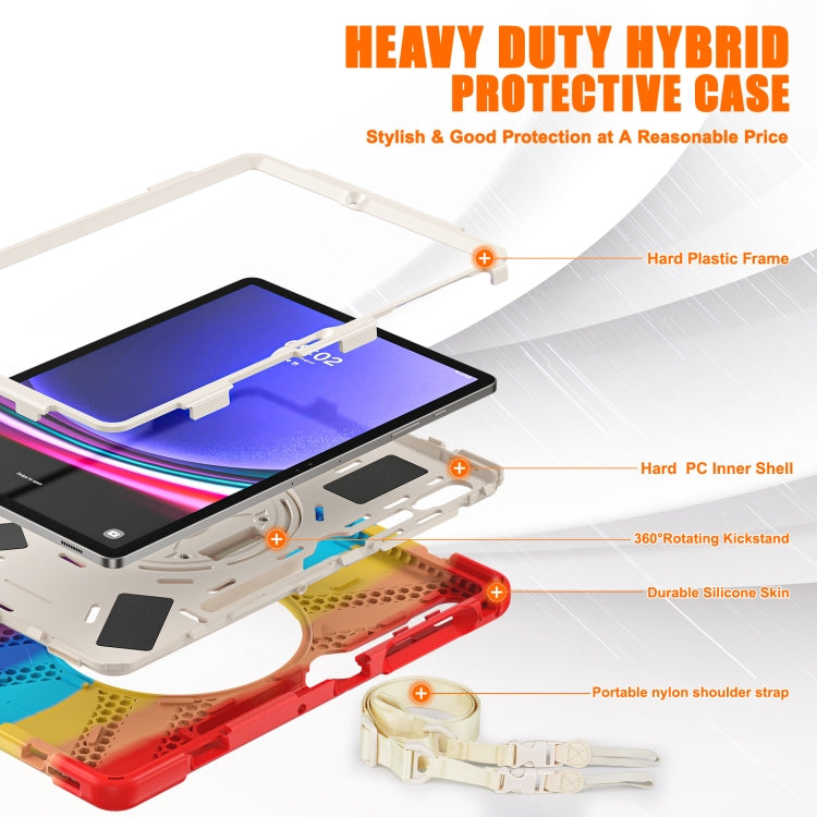 For Samsung Galaxy Tab S9+ / S8+ Rotatable Kickstand Grip Heavy Duty Hard Rugged Tablet Case(Colorful Red) by bashfashion